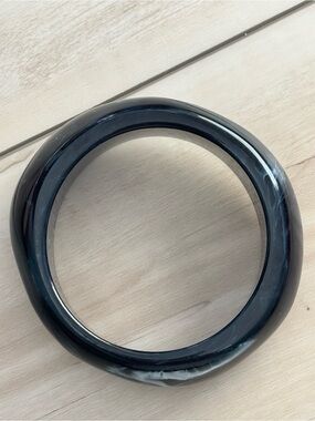 Black Marbled Resin Bangle Bracelet